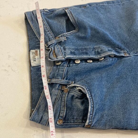 AGOLDE High Rise Organic Cotton Stretch Riley Straight Medium Wash Jeans Size 26 - Picture 4 of 10